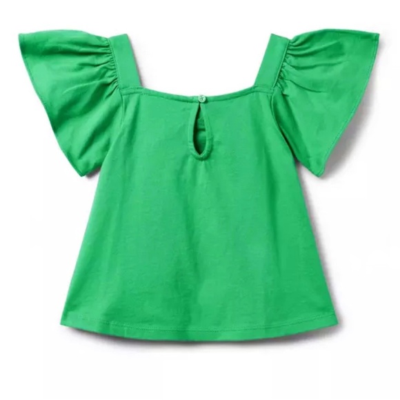 Brand New Janie & Jack Girls Kelly Green Flutter Sleeve Top, Size 10, NWT - Picture 2 of 3